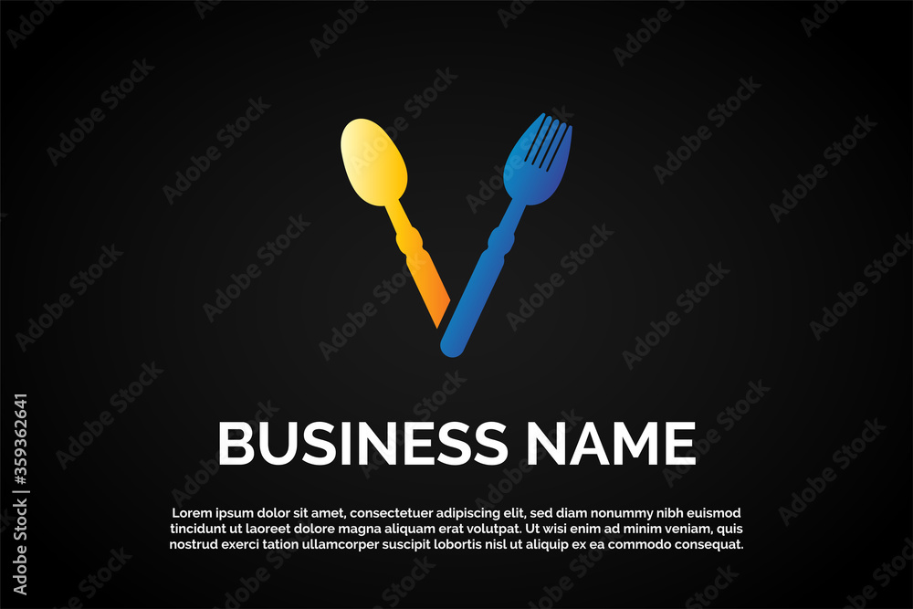Unique Logo Template Restaurant Letter V Monogram Unique Logo Template Restaurant Letter V Monogram
