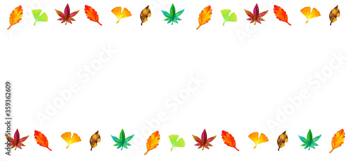 カラフルで可愛い秋の紅葉水彩フレーム