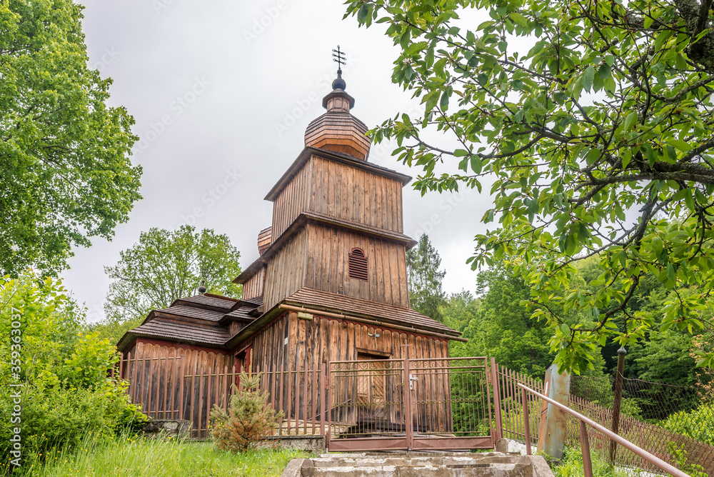 View at the Wooden Church of St.Paraskeva in village Dobroslava, Slovakia View at the Wooden Church of St.Paraskeva in village Dobroslava, Slovakia