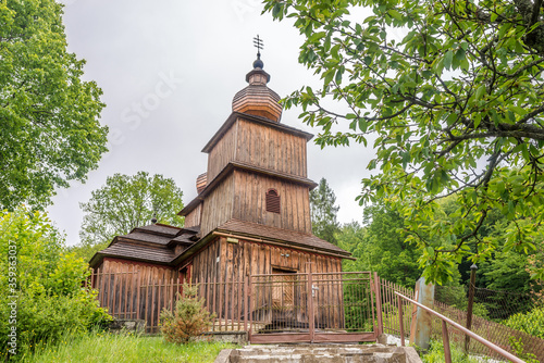 View at the Wooden Church of St.Paraskeva in village Dobroslava, Slovakia