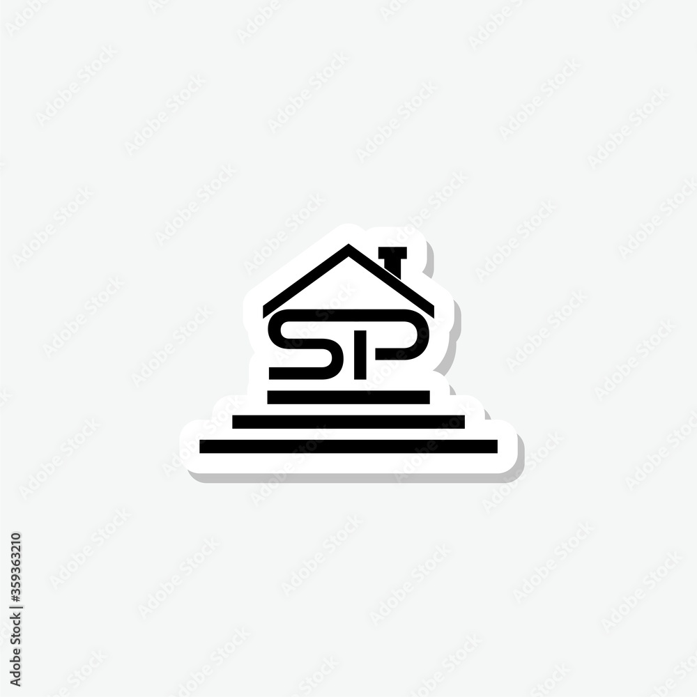 Initial Letter SP Logo Design sticker isolated on grey background Initial Letter SP Logo Design sticker isolated on grey background