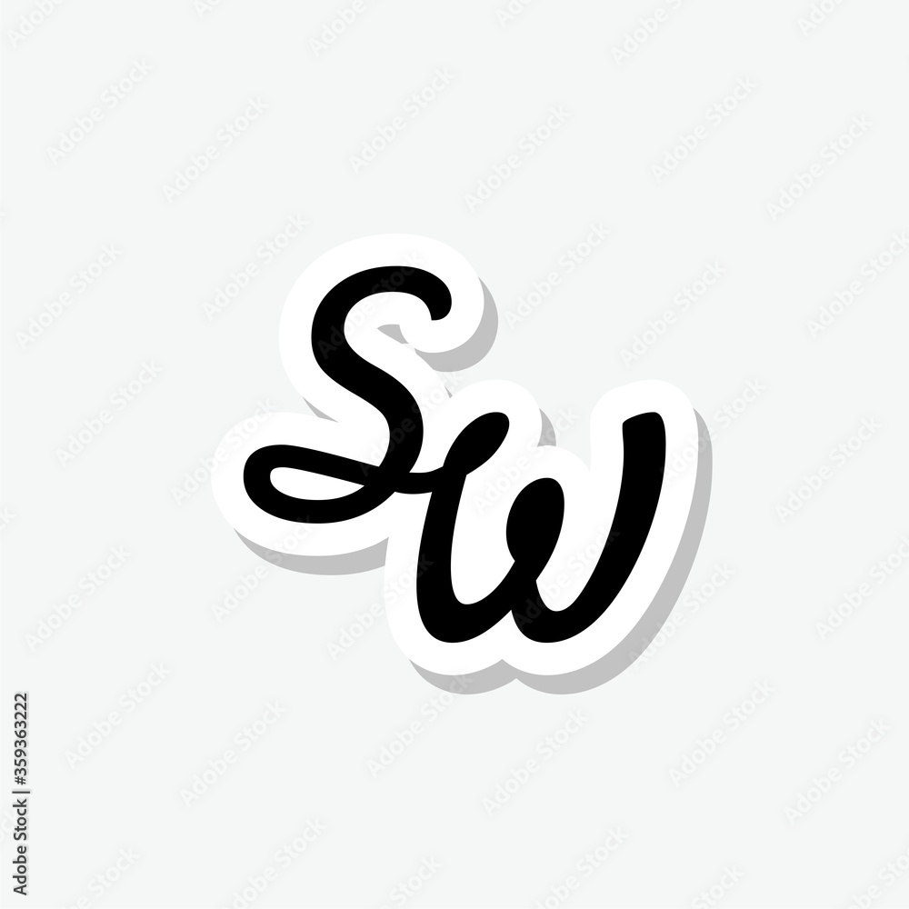 Initial Letter SW Logo Design sticker isolated on gray background Initial Letter SW Logo Design sticker isolated on gray background