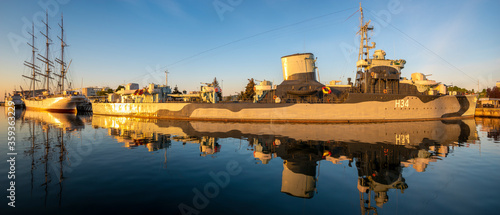 The ORP Błyskawica museum ship at the marina in Gdynia