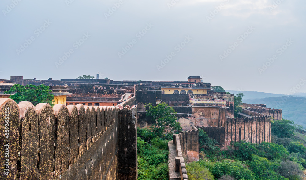 The wall and the exterior of Jaigarh Fort, Jaipur, Rajasthan, India