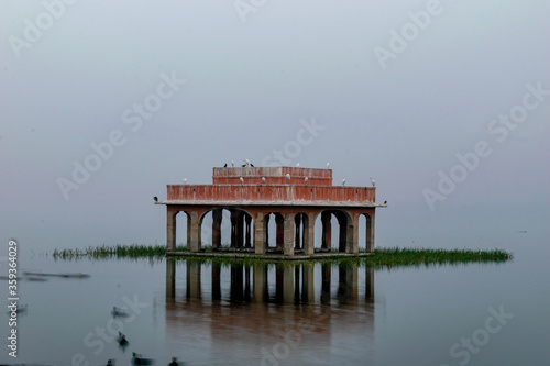 A pavilion in front of the Jal Mahal, Jaipur, Rajasthan, India photo