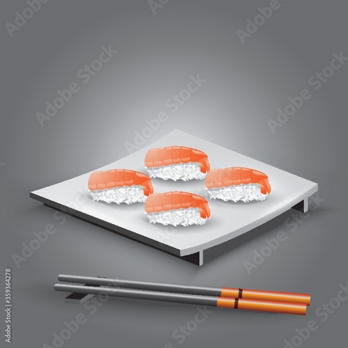 sushi with chopsticks