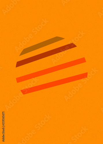 Orange Red color Crossing lines generativeart style colorful illustration
