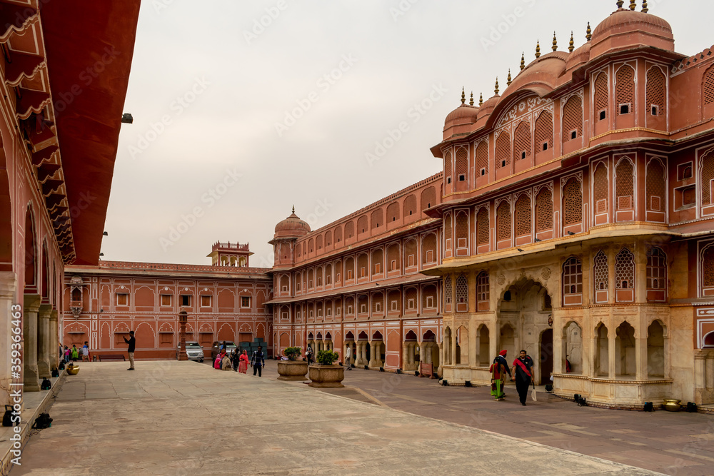 Jaipur, Rajasthan, India; Feb, 2020 : architecture of the City Palace, Jaipur, Rajasthan, India