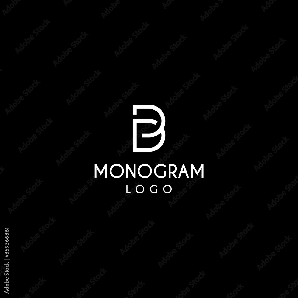 Modern and clean monogram logo design of letter B on black background colours - EPS10 - Vector.