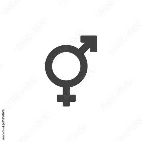 Bigender sex vector icon. filled flat sign for mobile concept and web design. Female and male gender glyph icon. Equality symbol, logo illustration. Vector graphics