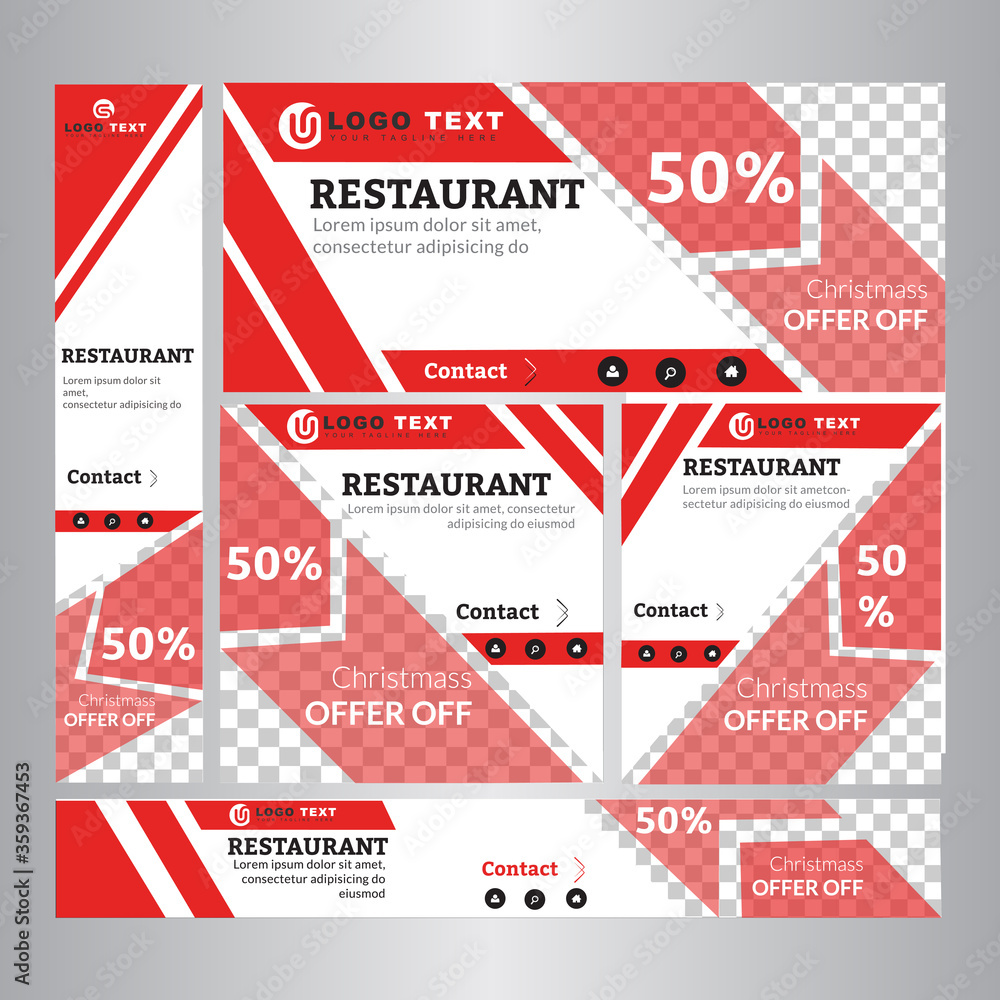 Food & Restuaruant Concept Web Bannar set Design.