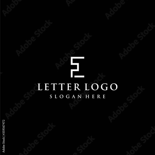 Clean, modern and unique logo design of letter E and F on black background colours - EPS10 - Vector.