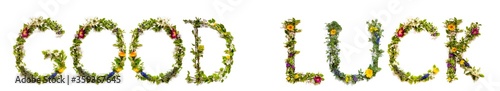 Photos Flower, Branches And Blossom Letter Building English Word Good Luck