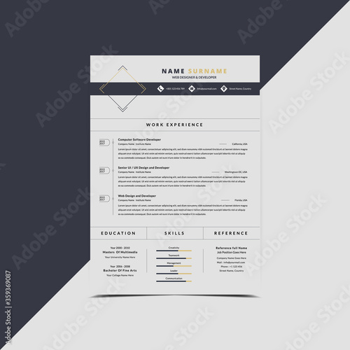 Minimalist Resume CV curriculum vitae Template For interview