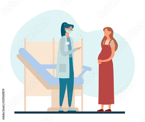 Pregnant woman visiting obstetrician in modern clinic