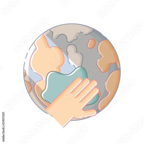 Isolated linear icon with the Earth.