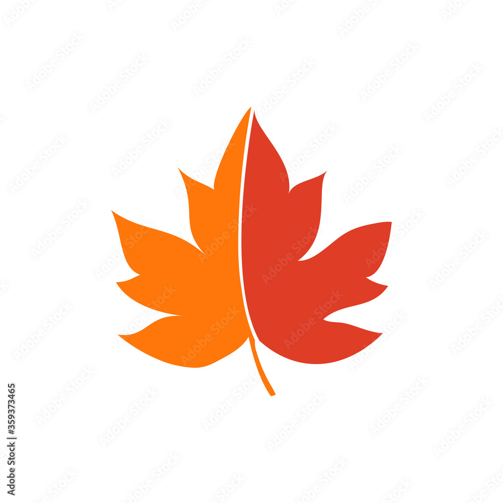 Concepto otoño. Icono plano hoja de arce en colores naranja Concepto otoño. Icono plano hoja de arce en colores naranja