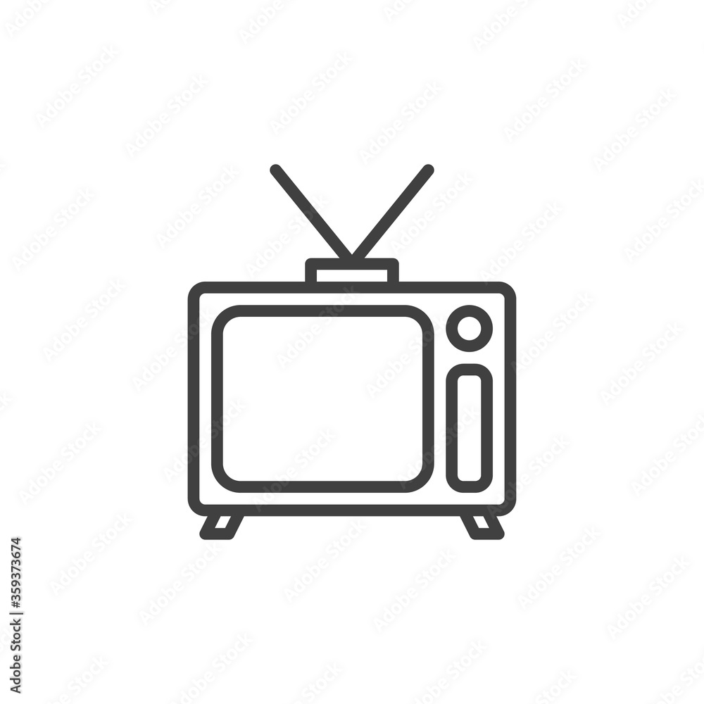 Retro tv line icon. linear style sign for mobile concept and web design. Old Television outline vector icon. Symbol, logo illustration. Vector graphics Retro tv line icon. linear style sign for mobile concept and web design. Old Television outline vector icon. Symbol, logo illustration. Vector graphics