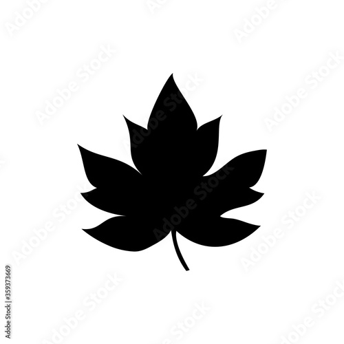 Concepto otoño. Icono plano hoja de arce en color negro