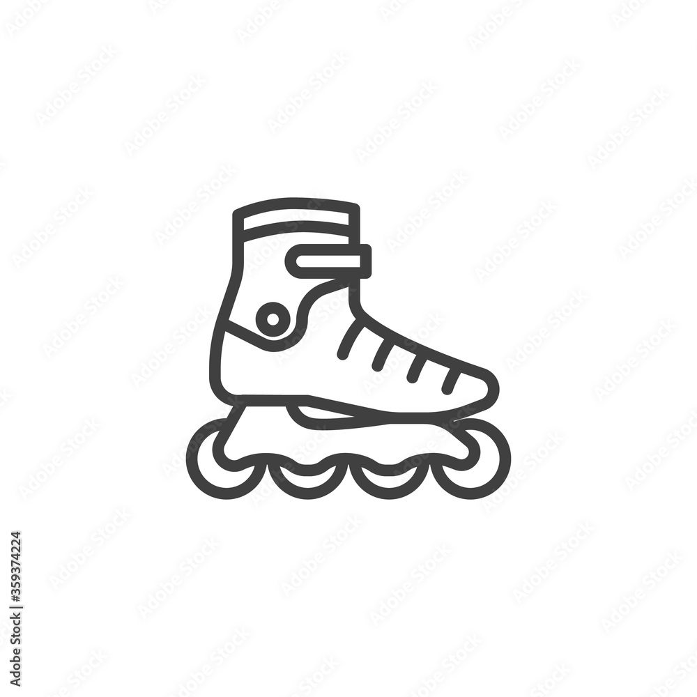 Roller skate line icon. linear style sign for mobile concept and web design. Skates outline vector icon. Symbol, logo illustration. Vector graphics Roller skate line icon. linear style sign for mobile concept and web design. Skates outline vector icon. Symbol, logo illustration. Vector graphics