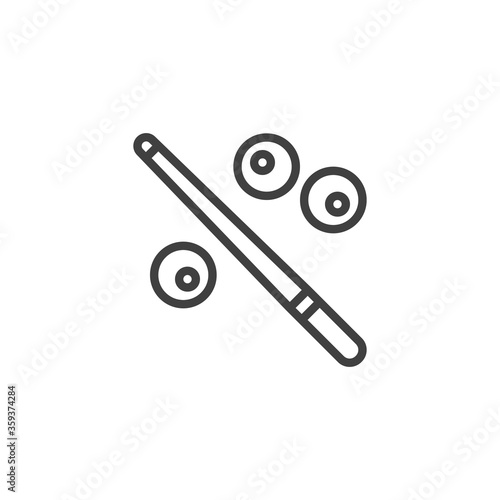 Billiard game line icon. linear style sign for mobile concept and web design. Billiard cue and ball outline vector icon. Symbol, logo illustration. Vector graphics