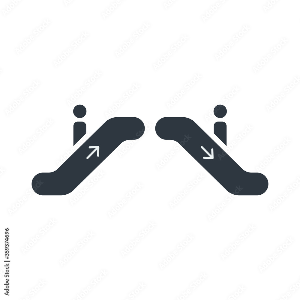 Escalator going up and down Information signal icon with arrow. Stock vector illustration isolated on white background. Escalator going up and down Information signal icon with arrow. Stock vector illustration isolated on white background.