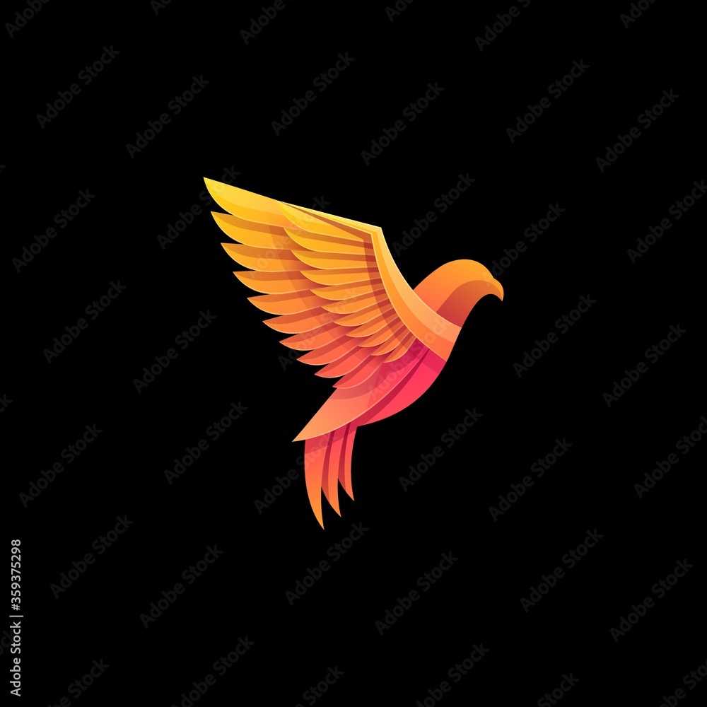 Obraz premium Vector Logo Illustration Bird Gradient Colorful Style.