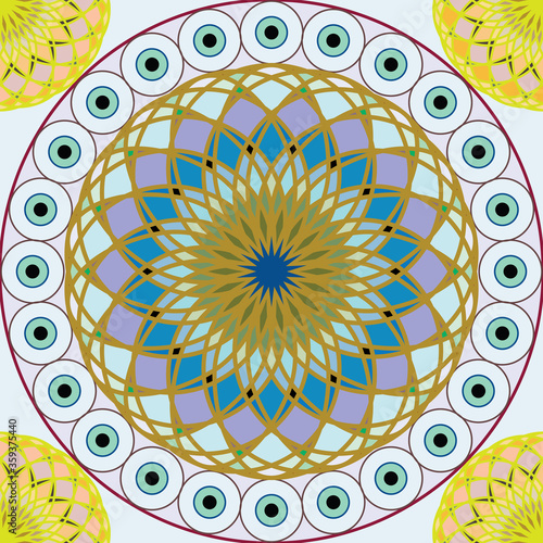 Stylized Vector Seamless Pattern, Multi-Colored Spheres and Stars in Fawn Colors. Background for Design Solutions