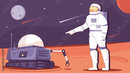 Robot Space Flat Composition