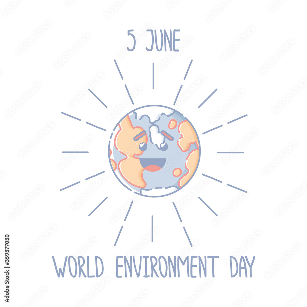 Fototapeta premium Linear Earth icon with lettering.