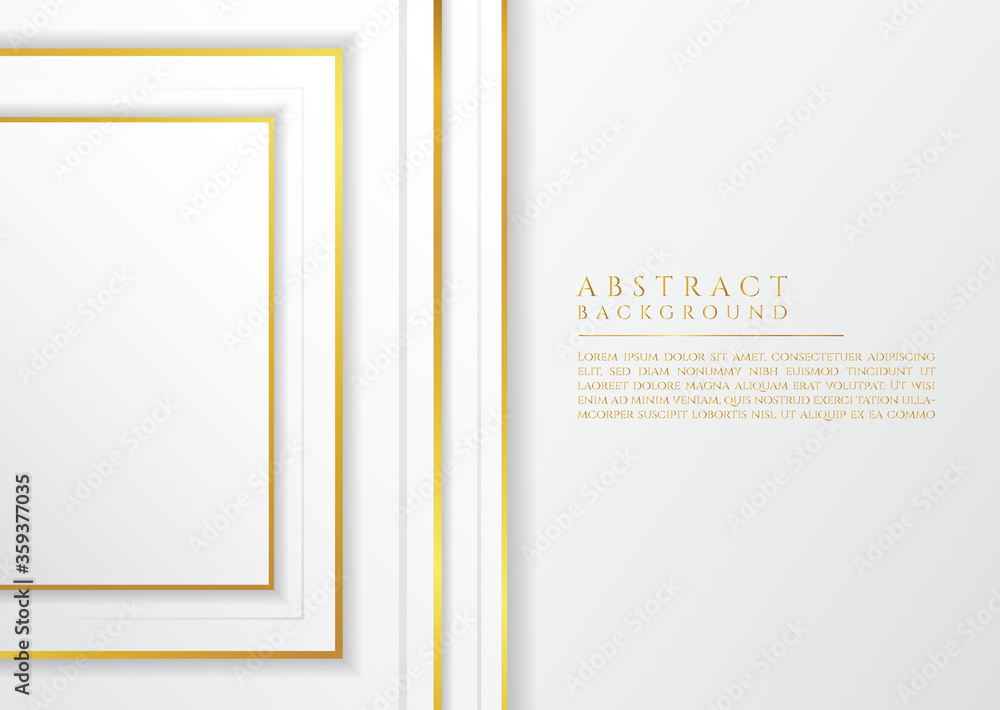 Square shape overlap layer half space for content white and gold metallic style