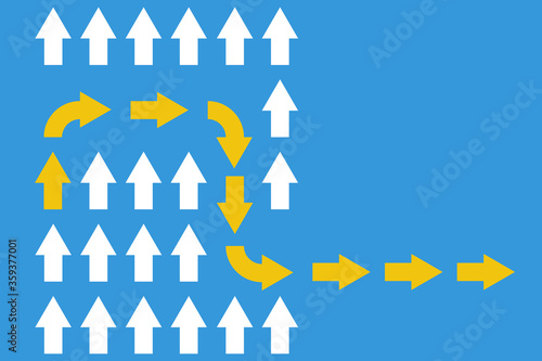 different way across ordinary flow, think differently vector concept