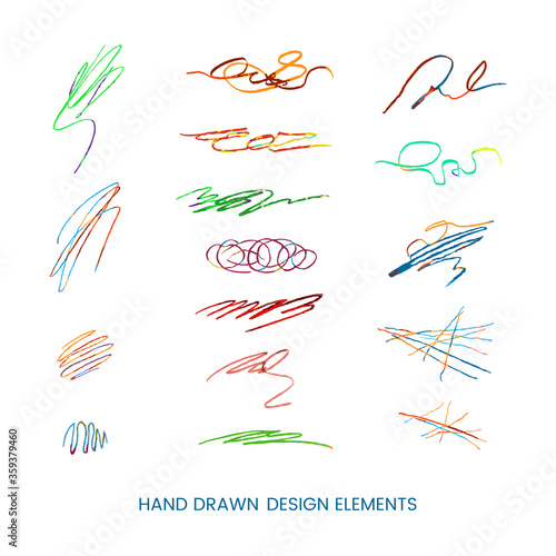Vector colorful modern set with hand drawn doodle abstract round llustrations. Can be used as elemets for design greeting cards, poster, card, packaging paper design