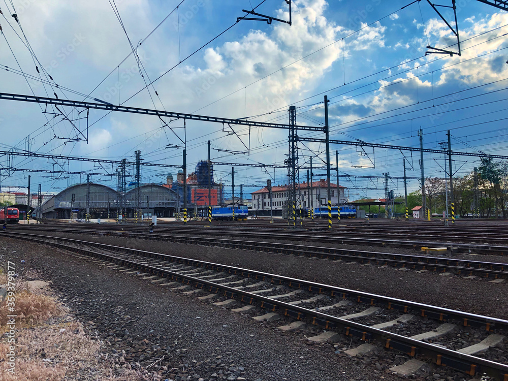 Multiple train tracks leading to the main station Multiple train tracks leading to the main station