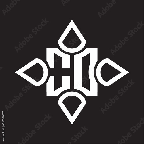 OD Logo monogram with four cone rounded by the shape design template