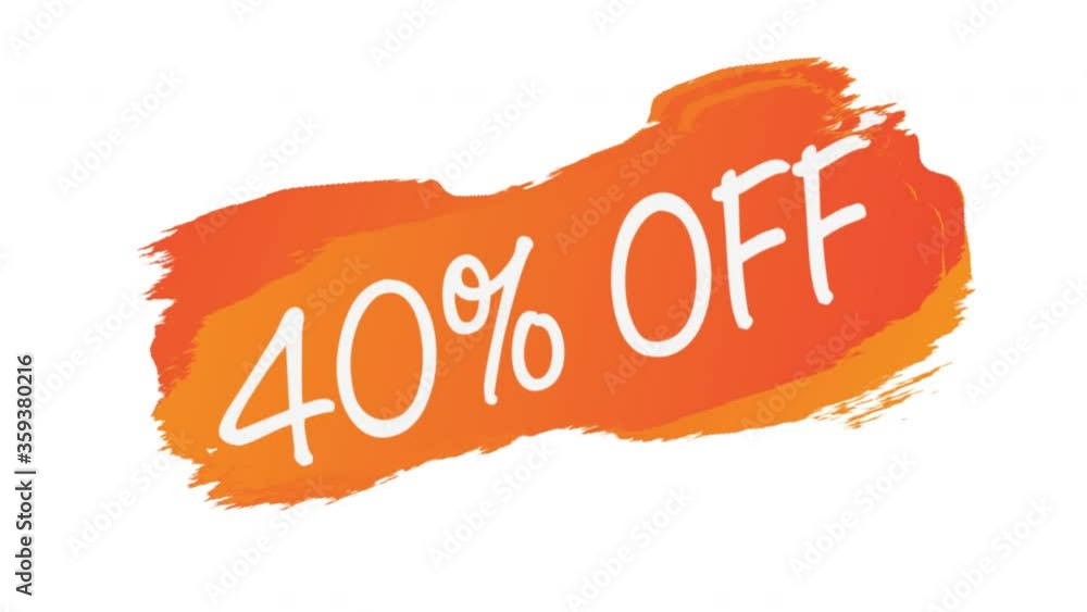 Set of sale off text 40% motion graphic animation. 40 Percent Animated on orange brush background. Alpha Channel Matte Set of sale off text 40% motion graphic animation. 40 Percent Animated on orange brush background. Alpha Channel Matte