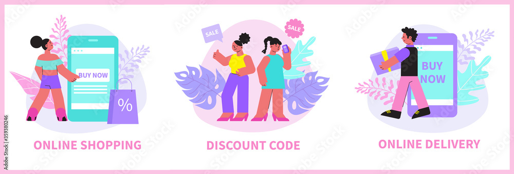 Online Shopping Compositions Set Online Shopping Compositions Set
