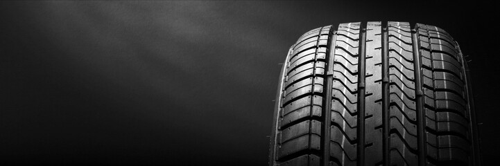 black isolation rubber tire, on the grey backgrounds