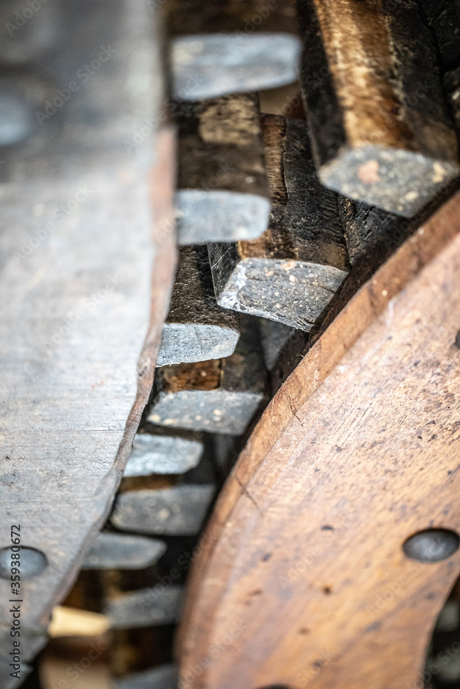 wood wheel whith metal close-up wood wheel whith metal close-up