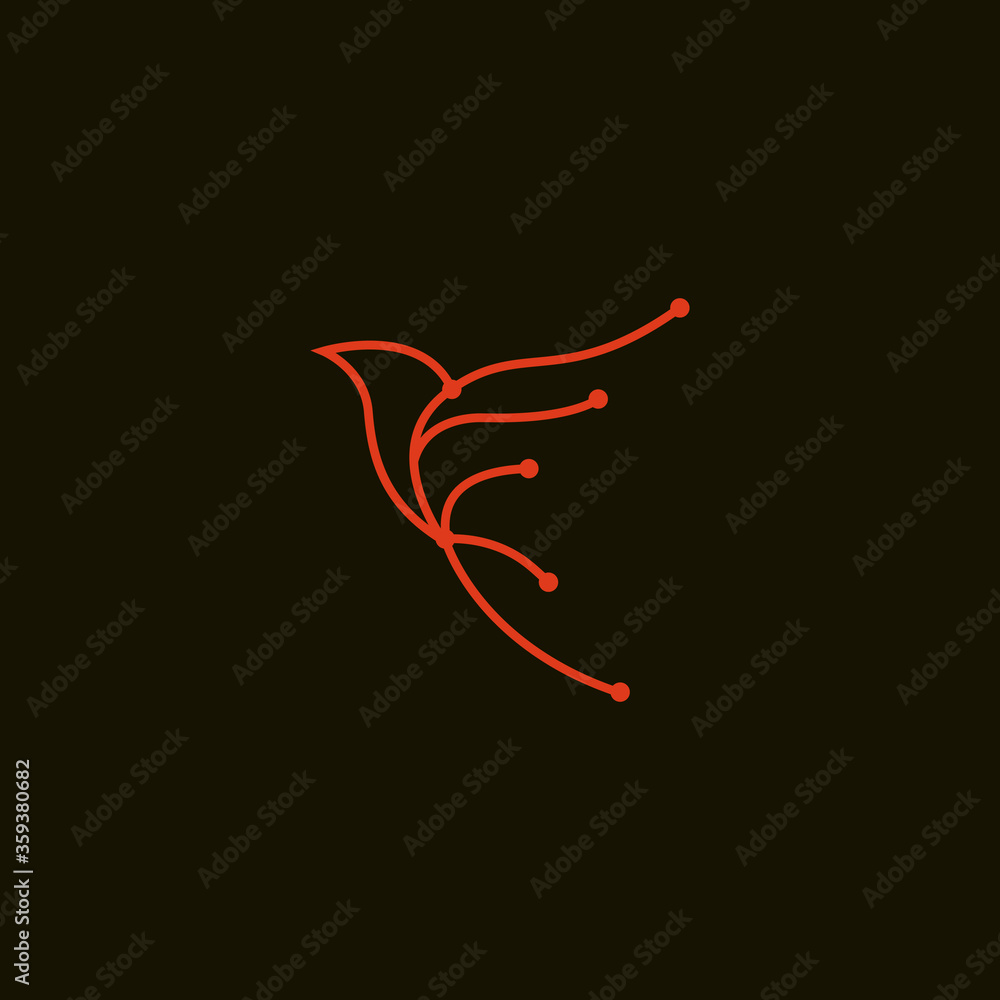 Abstract bird one line logo vector - Eps 10