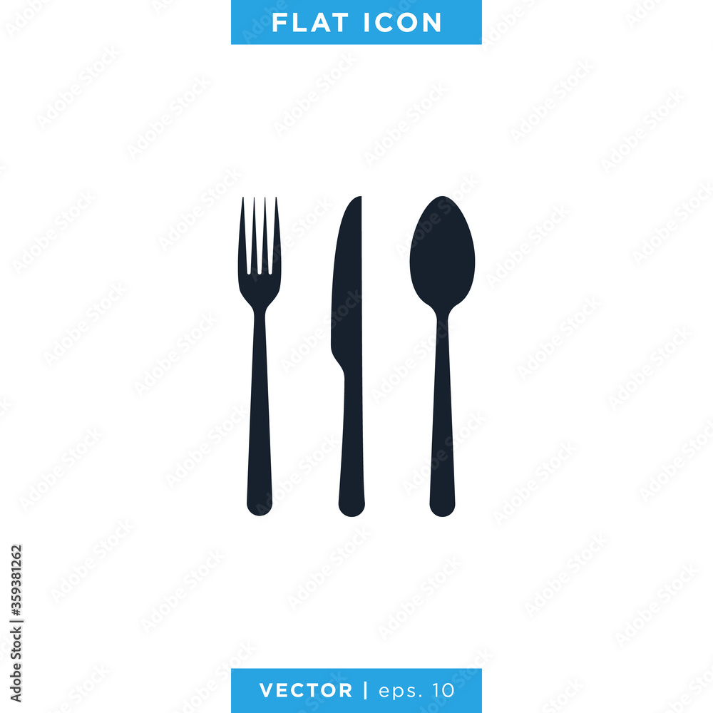 Food, Restaurant Icon Vector Logo Design Template. Spoon, Fork and Knife Symbol Food, Restaurant Icon Vector Logo Design Template. Spoon, Fork and Knife Symbol