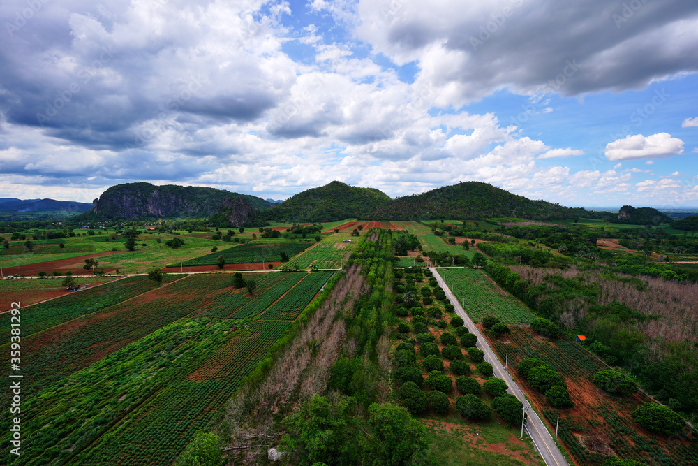 Panorama Aerial View of Mountain in Countryside, Thailand 