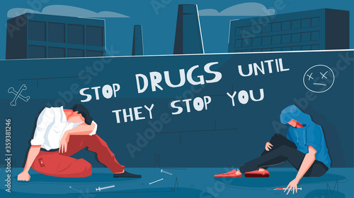 Drug Addiction Flat Composition