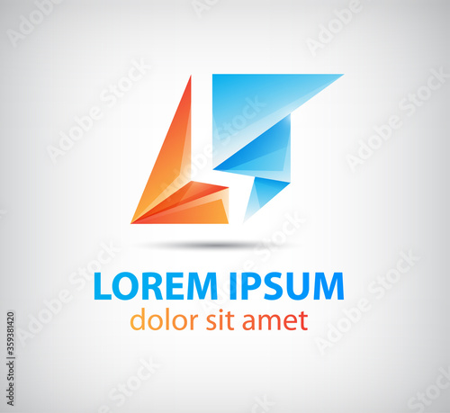 vector abstract origami icon, logo for comapany photo