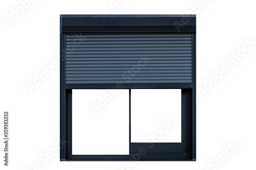 Black Aluminium window frame isolated on white background photo