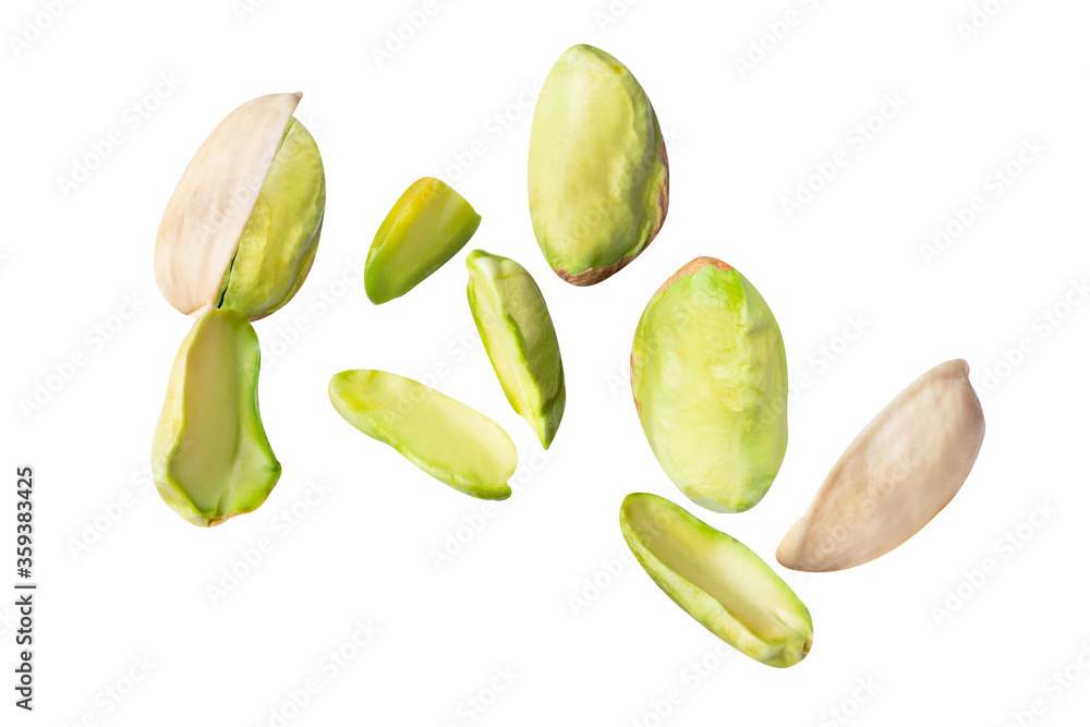 pistachio piece crushed isolated on white background clipping path, full depth of field pistachio piece crushed isolated on white background clipping path, full depth of field
