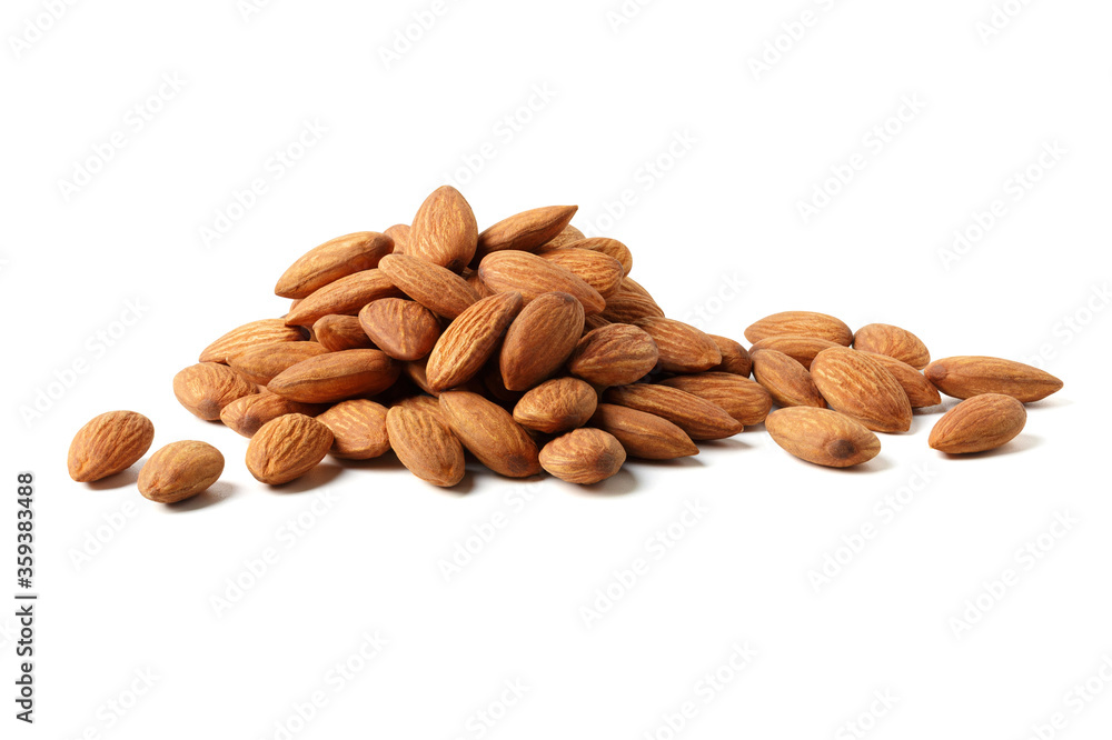 almonds situated arbitrarily on the white background with clipping path almonds situated arbitrarily on the white background with clipping path