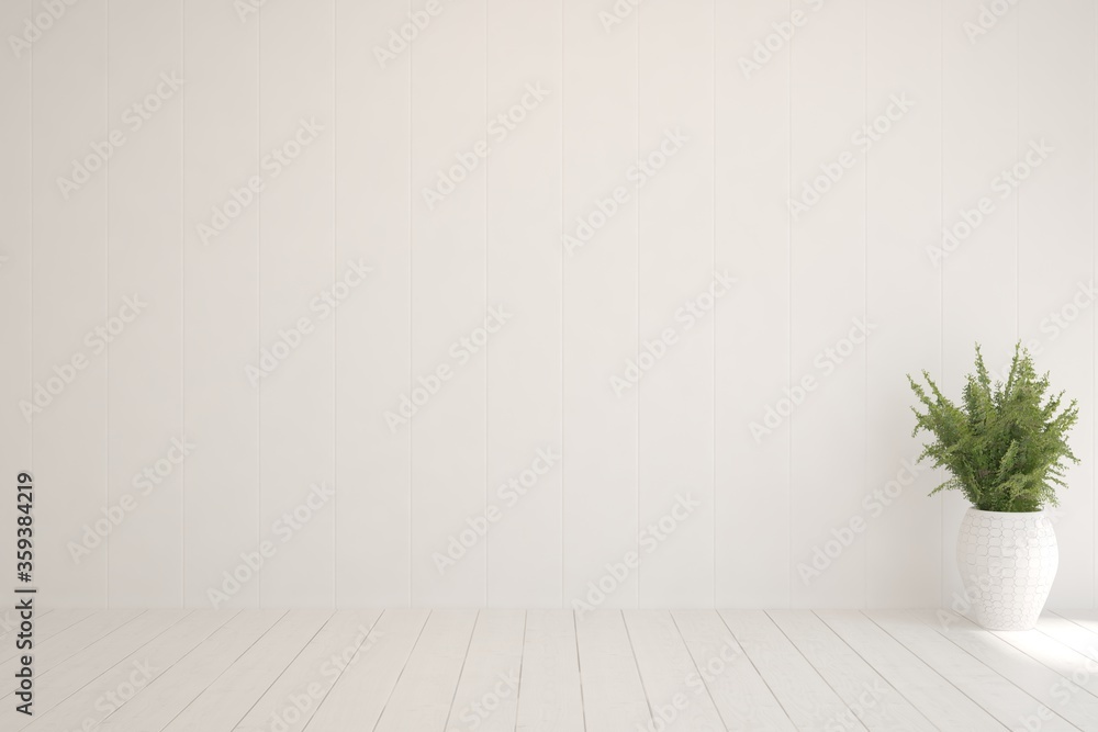 White empty room. Scandinavian interior design. 3D illustration White empty room. Scandinavian interior design. 3D illustration