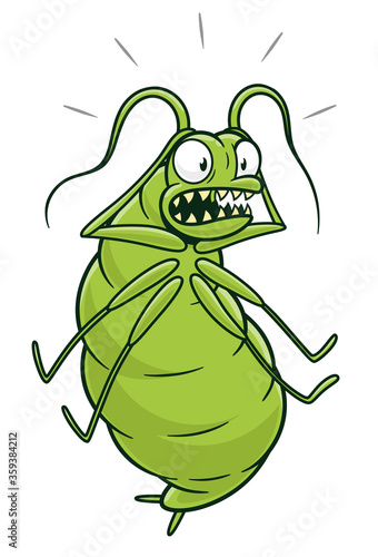 Scared cartoon aphid