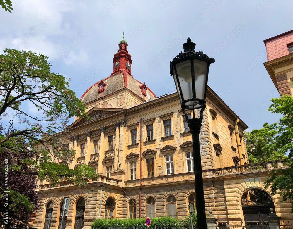 Old building with street lamp at Charles University